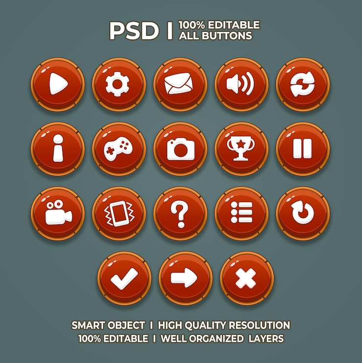 PSD set van spel ui game ui set game ui button game button game ui psd game ui template icon van het spel