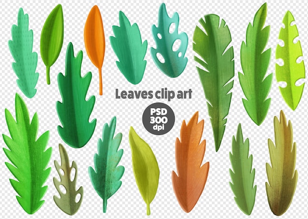 Set van tropische bladeren psd clipart