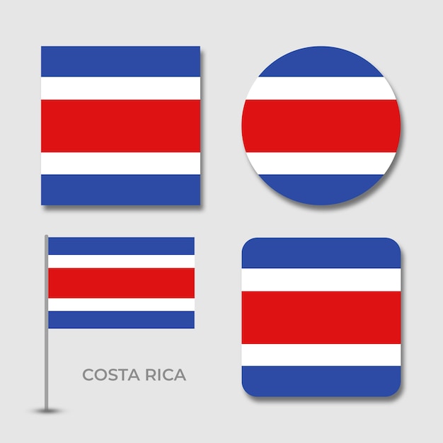 Set van vier vlaggen costa rica bewerkbaar op photoshop