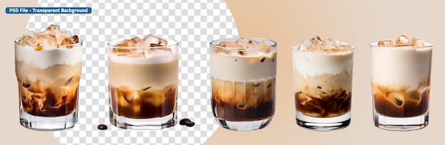 Set van Witte Russische cocktail Dit drankje is gemaakt met room wodka ijs en koffie likeur