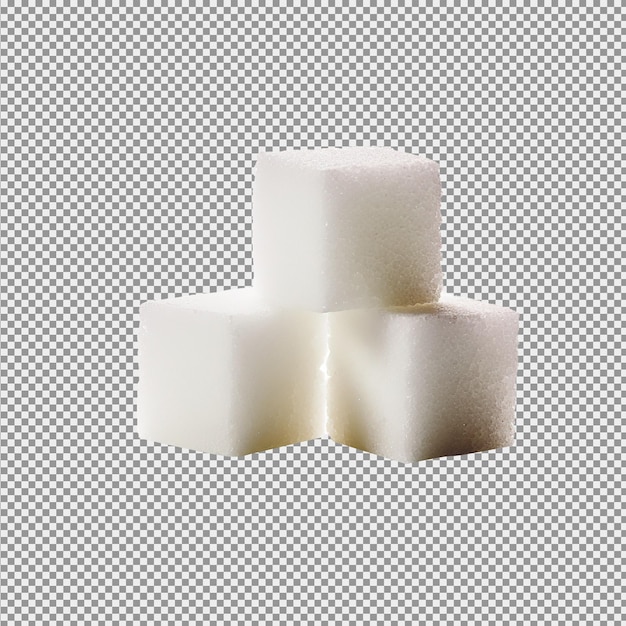 PSD set van witte suikerklontje of blok geïsoleerd op een witte achtergrond