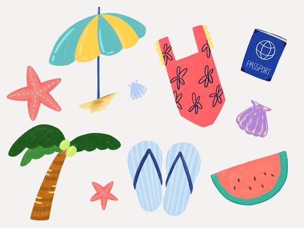 set van zomer iconen