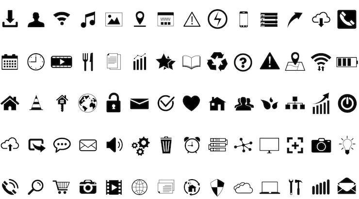 PSD set van zwart-wit iconen voor het ontwerp