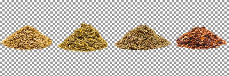 PSD a set of various spices on transparent background
