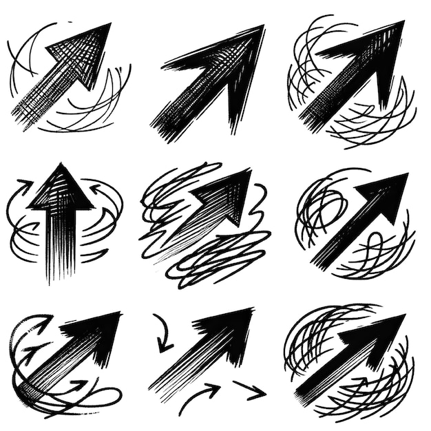 PSD set of vector arrow icons abstract scribble