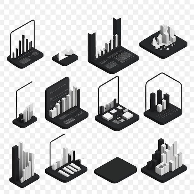 set of vector icons related to data analysis contains such icons as mining bar transparent back