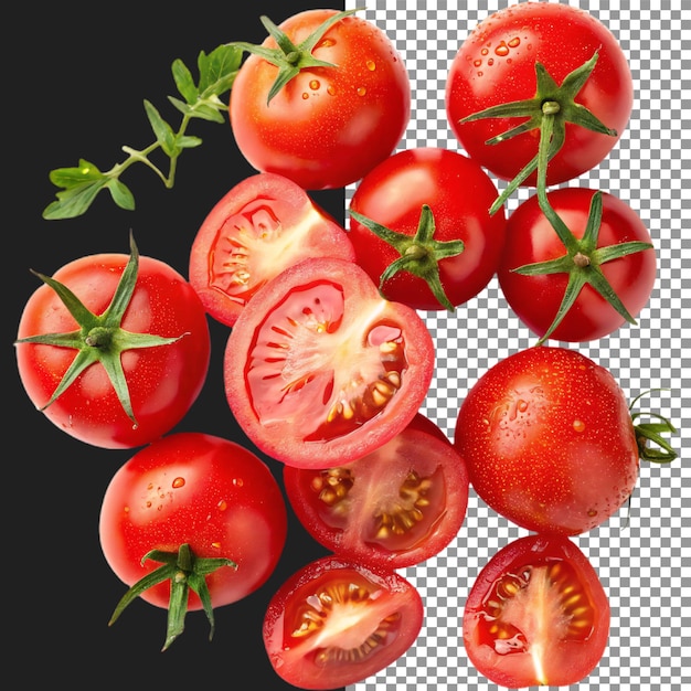 set verse tomaten geïsoleerd op een doorzichtige achtergrond