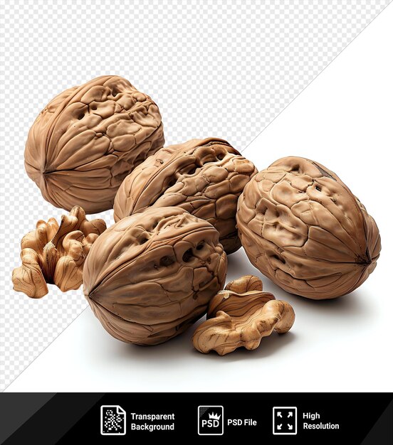 PSD set of walnuts isolated on transparent background png