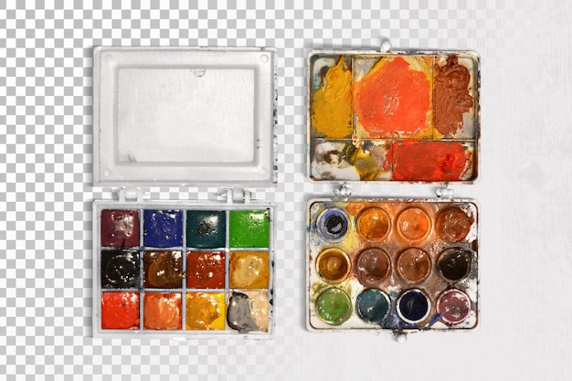 Set of water color paints over white background