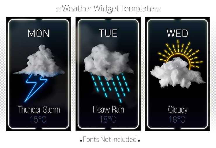 PSD set of weather widget one