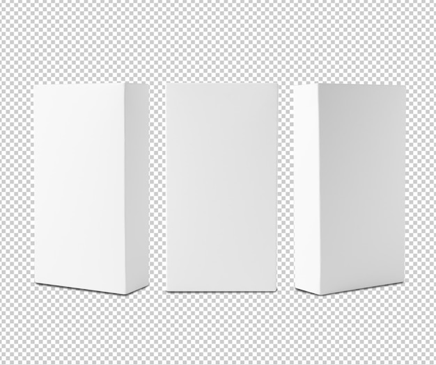 set of white box mockup cutout psd file