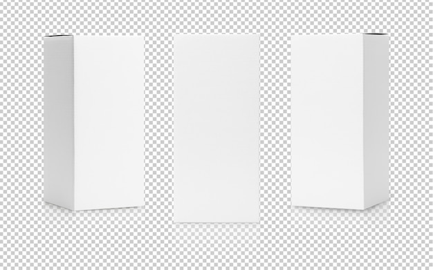 Set of White box tall shape product packaging in side view and front view mockup template