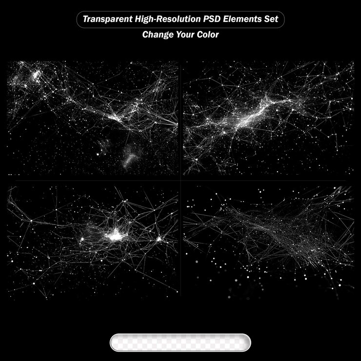 PSD set of white digital data and network connection triangle lines