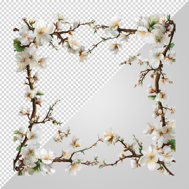 PSD a set of white flowers and leaves with the letter h in the middle