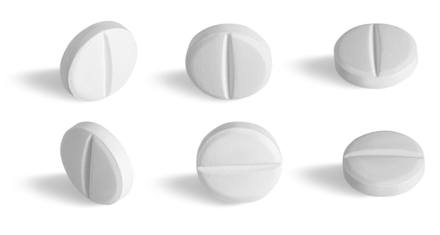 Set of white isolated pills different variants