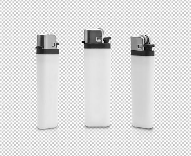 PSD set of white plastic gas lighter