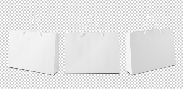 Set of white shopping bag cutout psd file