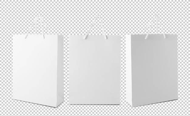 PSD set of white shopping bag cutout psd file