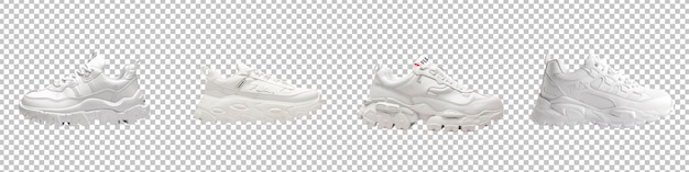 PSD a set of white sneakers isolated on a transparent background