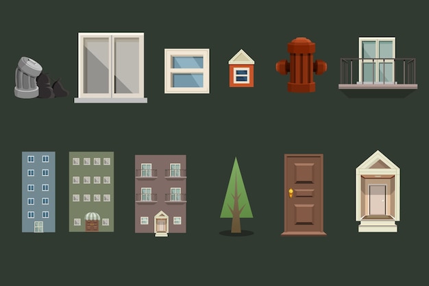 a set of windows and doors for a house.