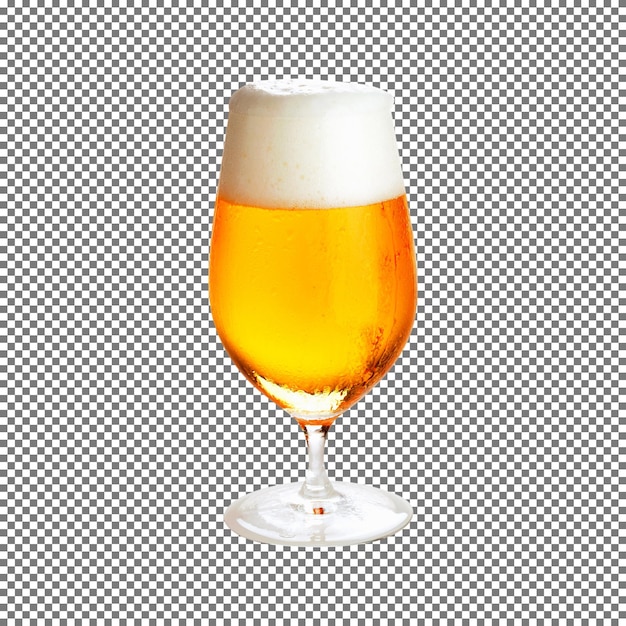 set with different glasses of beer on white