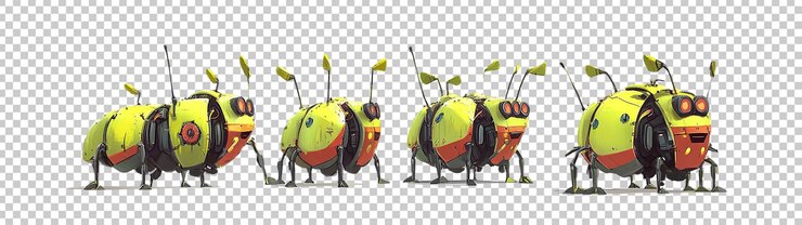 PSD set of wondrous futuristic small scifi space racer with engine for space racing on transparent background