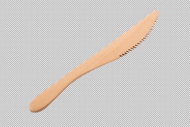 PSD set of wooden cutlery isolated on a transparent background