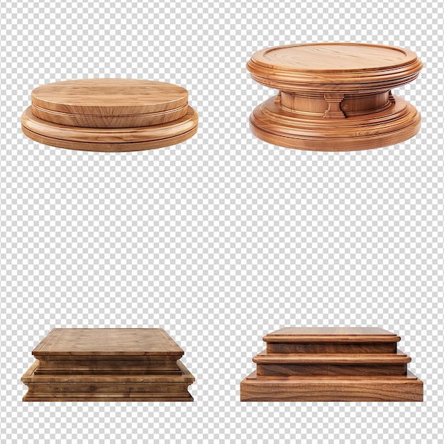 PSD a set of wooden podium isolated on transparent background png