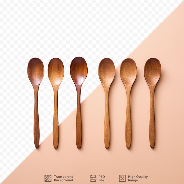 PSD a set of wooden spoons with different sizes of different sizes.