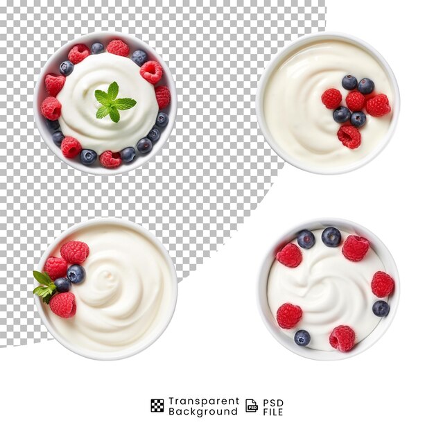 Set di yogurt in ciotola su sfondo trasparente png