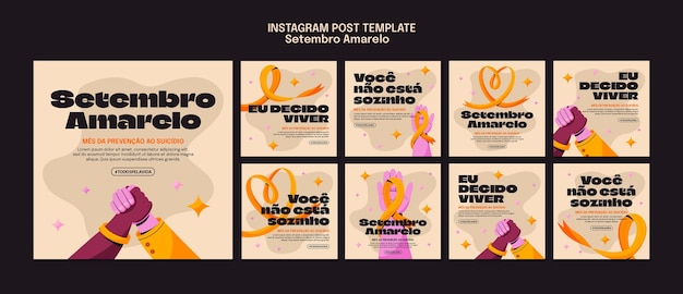 PSD setembro amarelo の意識を高める instagram の投稿