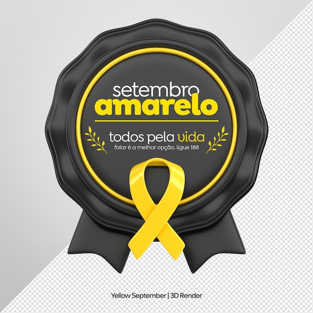 Setembro amarelo frame 3d render in het portugees voor braziliaanse viering