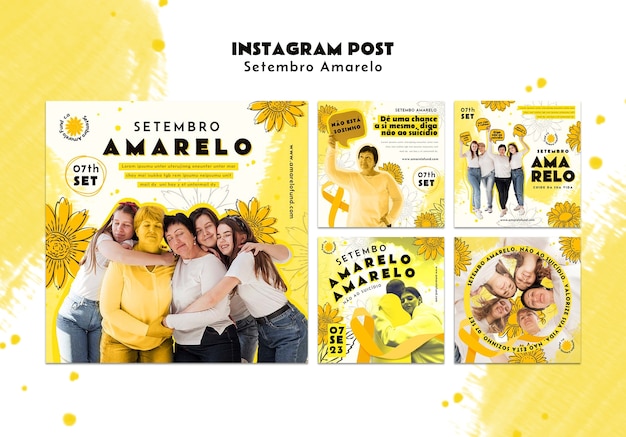 PSD setembro amarelo instagram posts