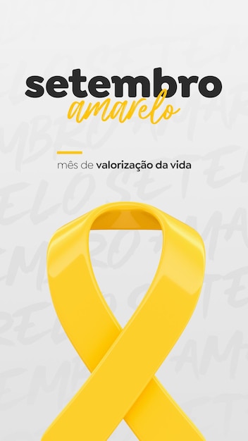 Setembro amarelo-sjabloon voor sociale media in het portugees voor braziliaanse viering