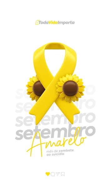 Setembro amarelo-sjabloon voor sociale media in het portugees voor braziliaanse viering