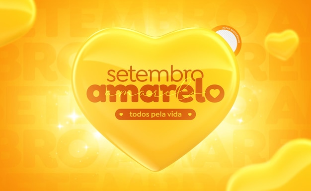 ブラジルのお祝いのためのポルトガル語の setembro amarelo ソーシャル メディア テンプレート