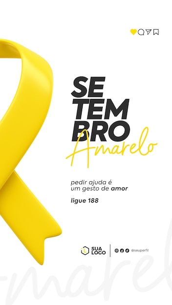 PSD setembro amarelo social media template in portuguese for brazilian celebration