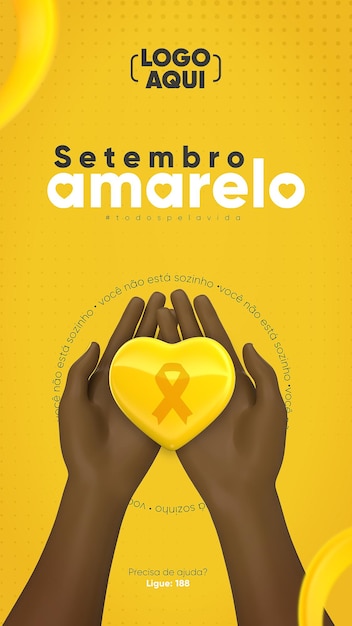 PSD setembro amarelo social media verhaalsjabloon