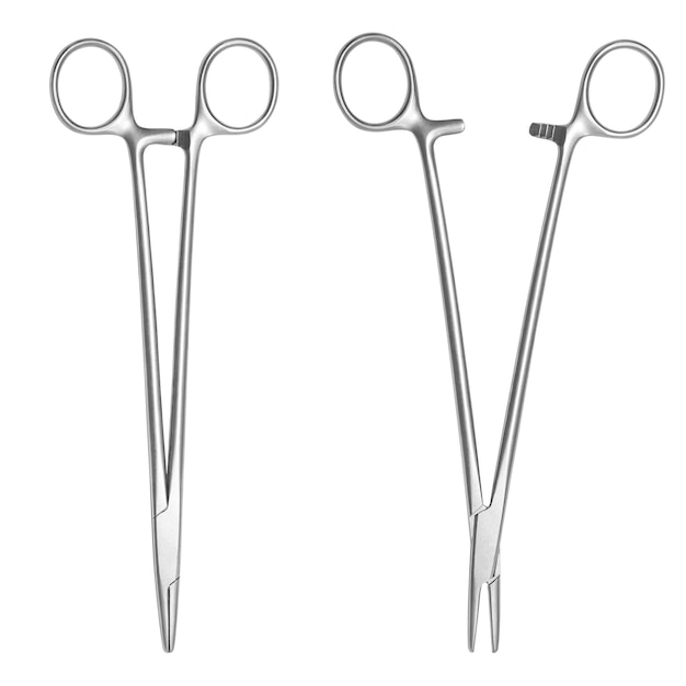 PSD setsurgical clamps on a transparent background