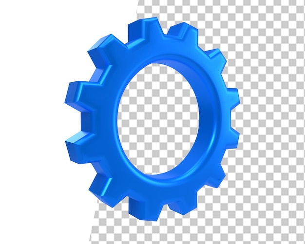 Setting gear machine blue icon 3d render