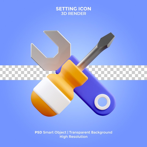 PSD setting icon 3d render illustration isolated premium psd