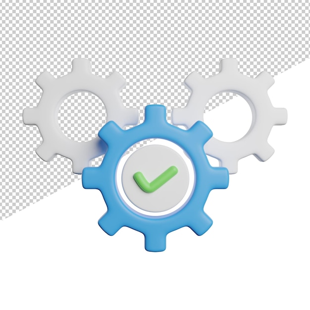 PSD setting prepare front view 3d rendering icon illustration on transparent background