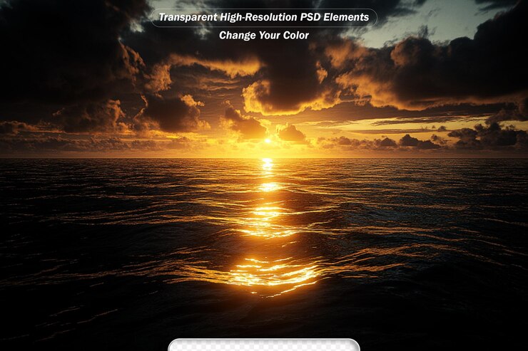 PSD setting sun sea sunset beautiful superb view scenery background