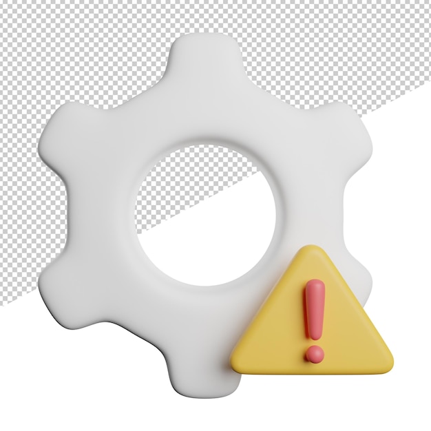 Setting Warning Alert front view 3d rendering icon illustration on transparent background
