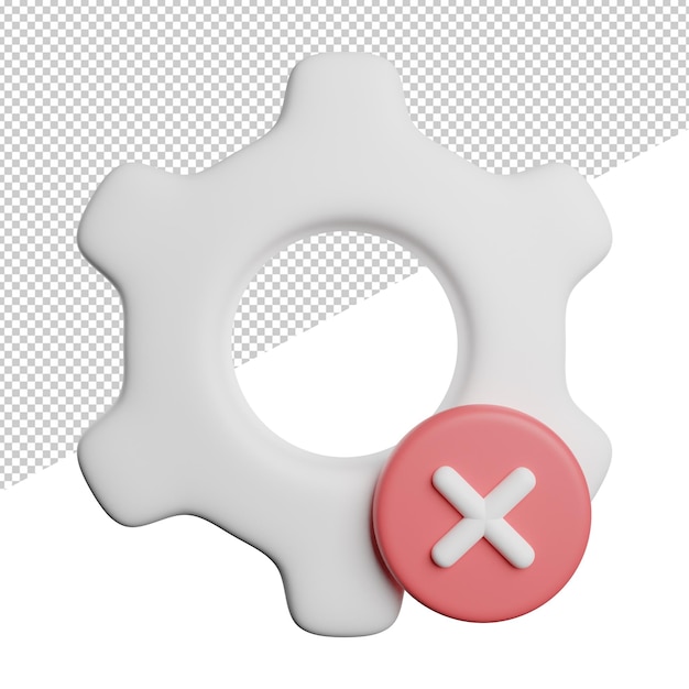 Setting wrong repair front view 3d rendering icon illustration on transparent background