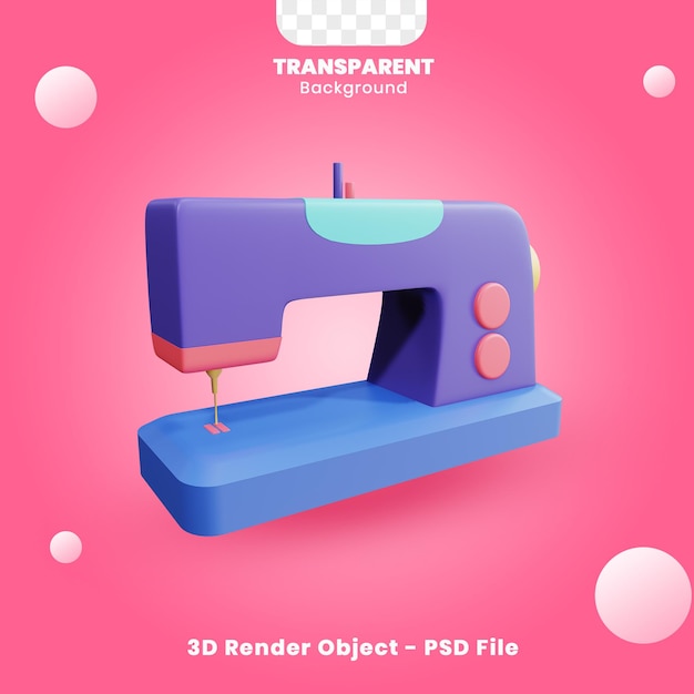 PSD sewing 3d render object with transparent background