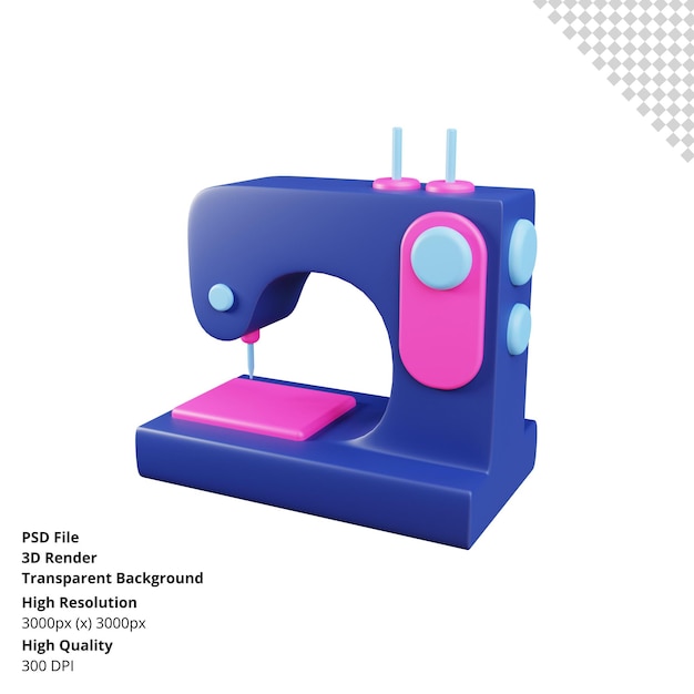 Sewing machine 3d render icon