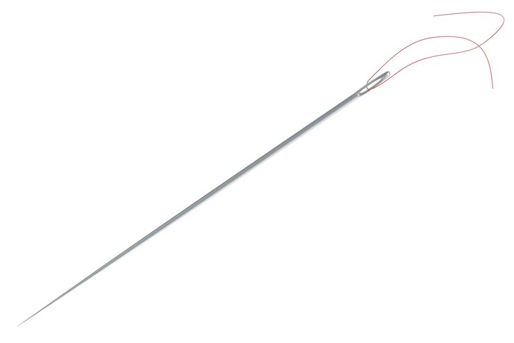 PSD sewing needle with sewing thread 3d rendering isolated on transparent background