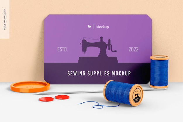 PSD sewing and stationery mockup front view