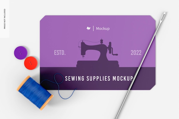 Sewing and Stationery Mockup Top View